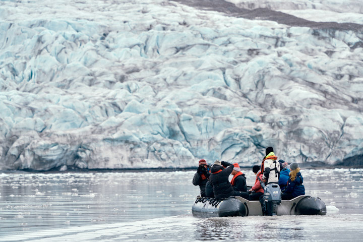 Zodiac approaching Nordenskjöldbreen